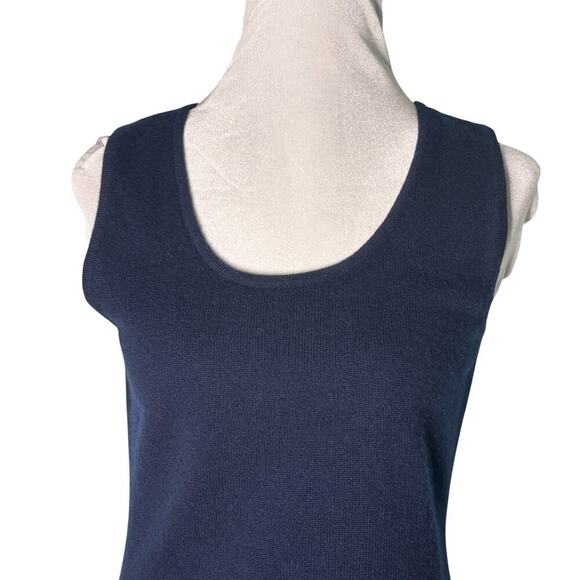 Neiman Marcus Cashmere Sweater Tank Top Navy Size Large - Picture 2 of 9